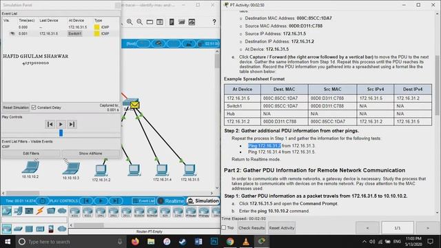 9.1.3 Packet Tracer - Identify MAC and IP Addresses смотреть онлайн