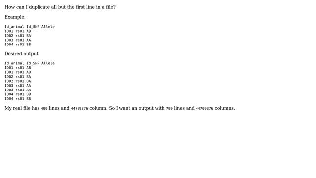Unix & Linux: Duplicating the lines apart from the header row смотреть онлайн