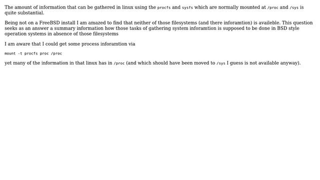 Unix & Linux: What are BSDs' equivalents to /proc and /sys? смотреть онлайн