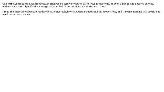Is it safe to store Borg backup archives without POSIX filesystem support (e.g. Windows/cloud... смотреть онлайн