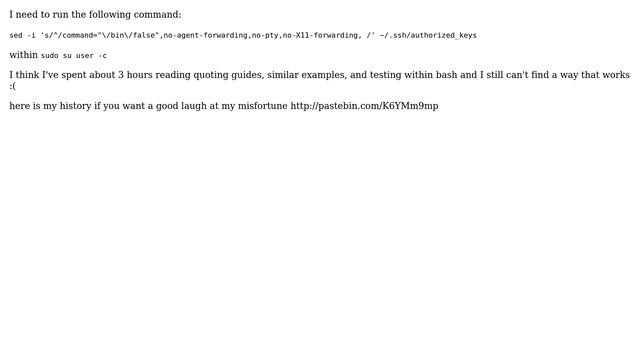 DevOps & SysAdmins: BASH quoting for sudo su user -c смотреть онлайн
