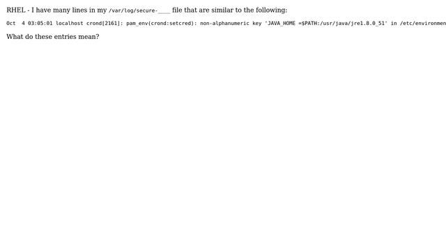 Unix & Linux: pam_env(crond:setcred): non-alphanumeric key 'JAVA_HOME =$PATH: смотреть онлайн