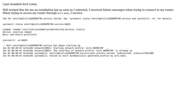 Unix & Linux: wifi failed to start with Arch Linux on laptop смотреть онлайн