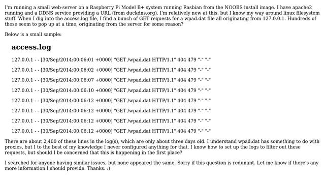 DevOps & SysAdmins: Apache access.log filled with GET requests for wpad.dat смотреть онлайн