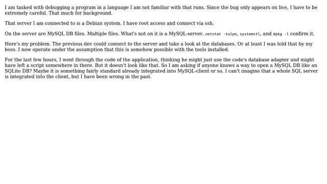 Opening a mysql db without a server running смотреть онлайн