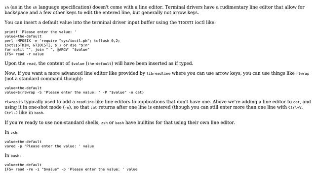 Unix & Linux: How do I output a suggestion for a user to accept and use as input? (4 Solutions!!) смотреть онлайн