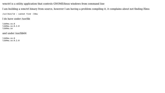 Unix & Linux: wmctrl compilation error - missing library смотреть онлайн