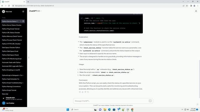 python script to check service status in linux смотреть онлайн