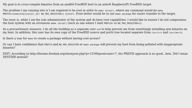 Unix & Linux: Cross-compile FreeBSD package as unprivileged user смотреть онлайн