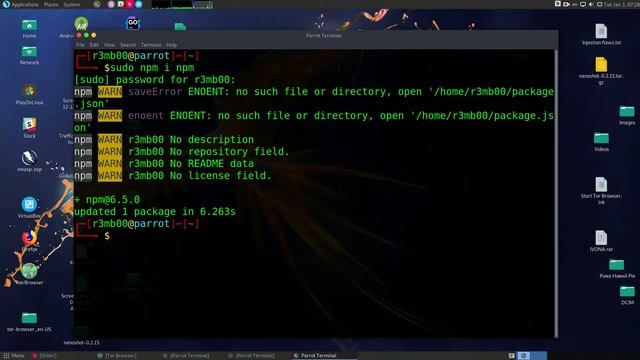 How to Update nmp with Terminal on Parrot Security Linux смотреть онлайн