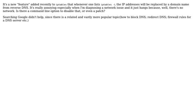 How to disable `iptables` automatic reverse DNS lookup? смотреть онлайн