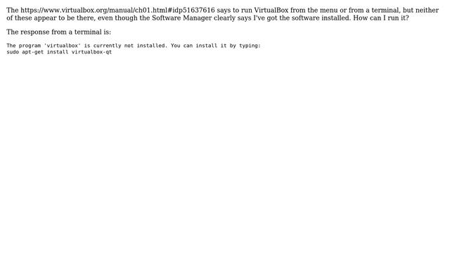 Have installed VirtualBox (x86 version) on Mint 17, but there's no menu item for it and I can't... смотреть онлайн