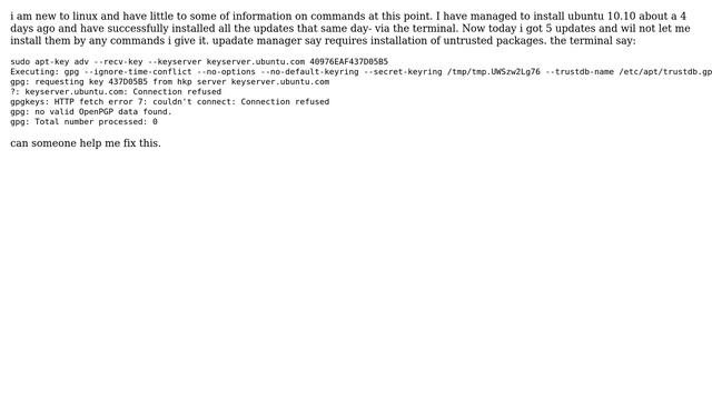 My update manager say "Requires installation of untrusted packages" смотреть онлайн