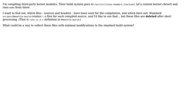Unix & Linux: How to preserve .d files after kernel compilation? смотреть онлайн