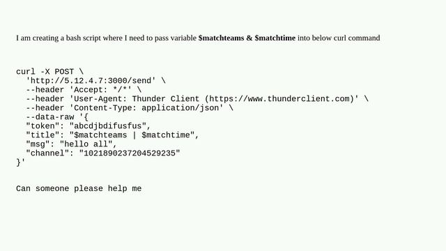 Unix: How to Pass variable inside a curl command in a bash script смотреть онлайн