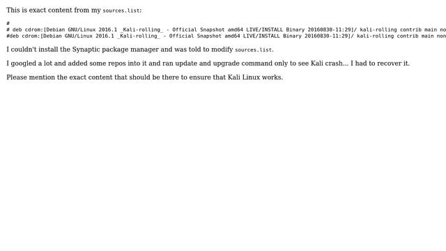 What should be in the sources.list for Kali Rolling Linux? смотреть онлайн