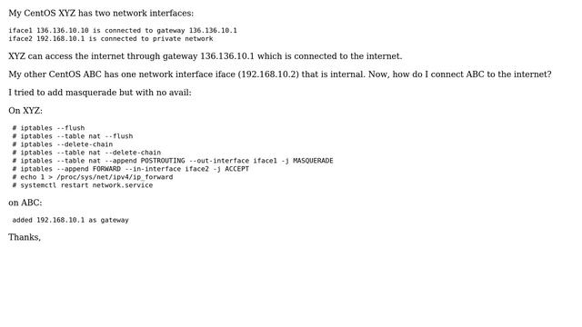 DevOps & SysAdmins: CentOS 7 ip masquerade for internet access смотреть онлайн