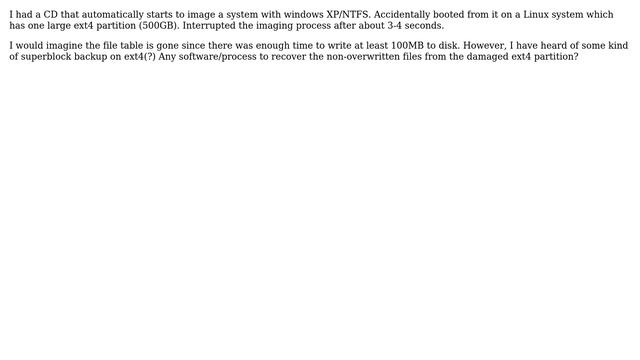 Unix & Linux: Recovering ext4 data after accidental partial re-image? смотреть онлайн