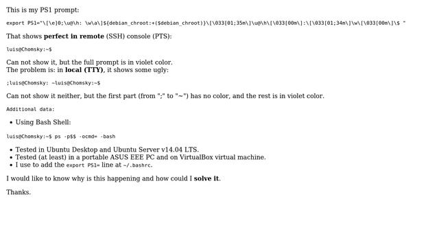 Unix & Linux: PS1 prompt showing different on local and remote console смотреть онлайн