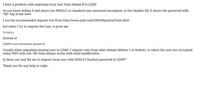 DevOps & SysAdmins: migrate debian 8 user (SHA512 encrypted with $6 tag) to LDAP смотреть онлайн