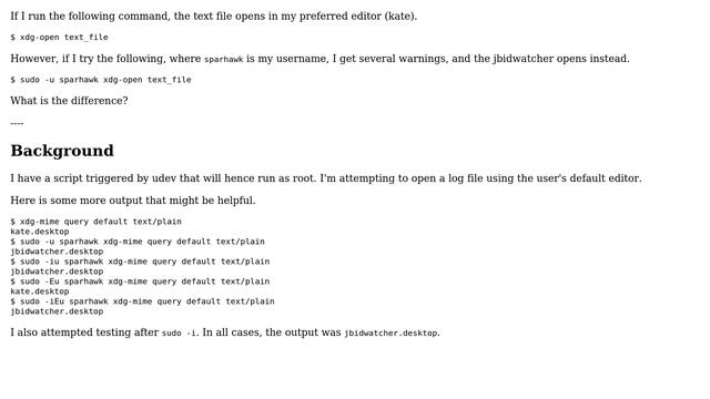 Unix & Linux: Why does xdg-open text_file differ from sudo -u me xdg-open text_file? смотреть онлайн