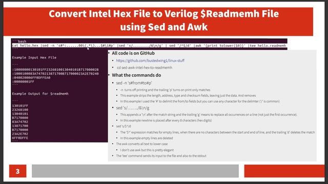 sed awk intel hex to readmemh смотреть онлайн