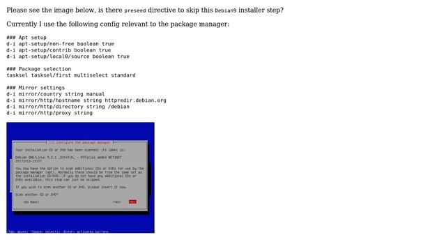 Preseed directive to skip another CD/DVD scanning смотреть онлайн