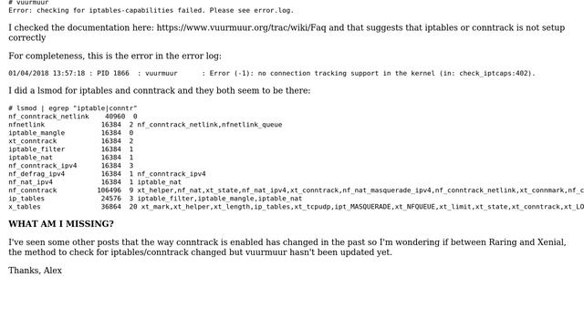 Unix & Linux: How to resolve "no connection tracking support in the kernel" in Vuurmuur? смотреть онлайн