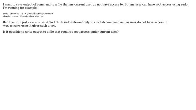 Ubuntu: How to save output to file that required root access? смотреть онлайн