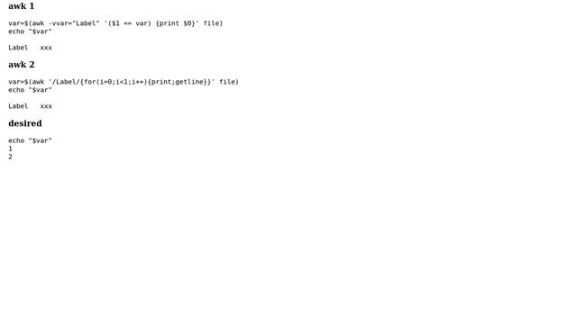 Unix & Linux: awk to store values under keyword in variable from file смотреть онлайн