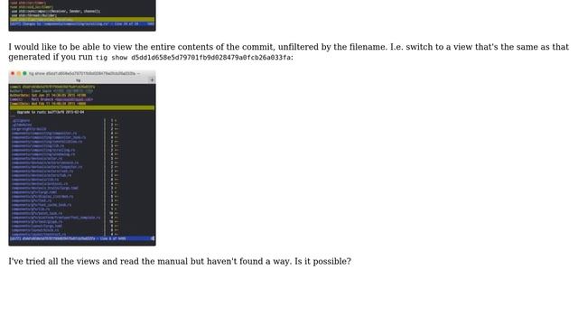 Unix & Linux: How to view entire commit when log is filtered by file in tig? смотреть онлайн