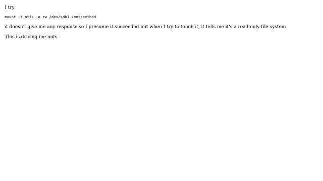 Linux won't let me mount an external hard drive as read/write смотреть онлайн