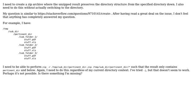 How do I create a ZIP archive that preserves only the structure of the target directory and below? смотреть онлайн