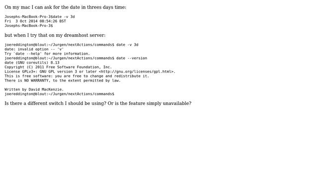 Date command - adjusting the date works on my mac but NOT the server's shell смотреть онлайн