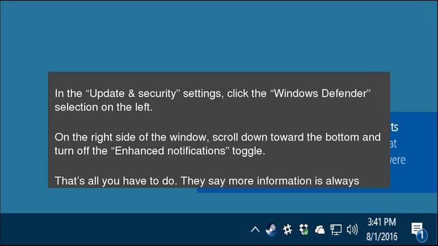 How to Turn Off Enhanced Notifications for Windows Defender смотреть онлайн