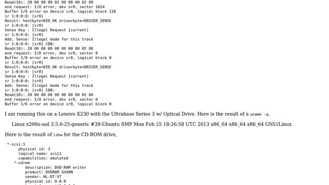 Can't read audio CD in Linux, and I getting Sense errors in syslog смотреть онлайн