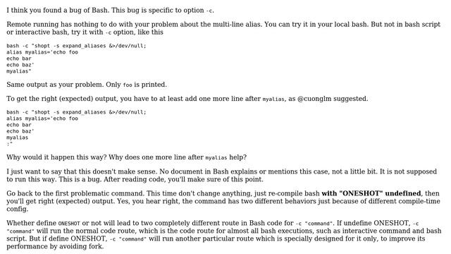 Unix & Linux: Bash: Why is alias after newline ignored when run remotely? (2 Solutions!!) смотреть онлайн