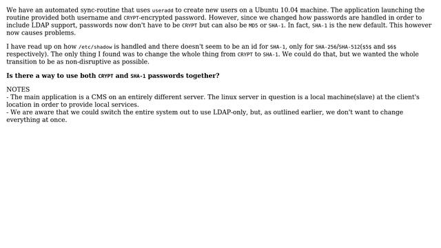 Unix & Linux: Can linux use a mix of SHA-1 and CRYPT passwords? смотреть онлайн