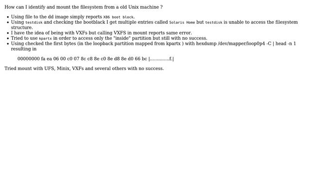 How to identify and mount filesystem of partition type 63 - Unixware? смотреть онлайн