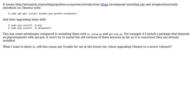 Ubuntu: Is it good practice to upgrade .deb packages with pip? смотреть онлайн