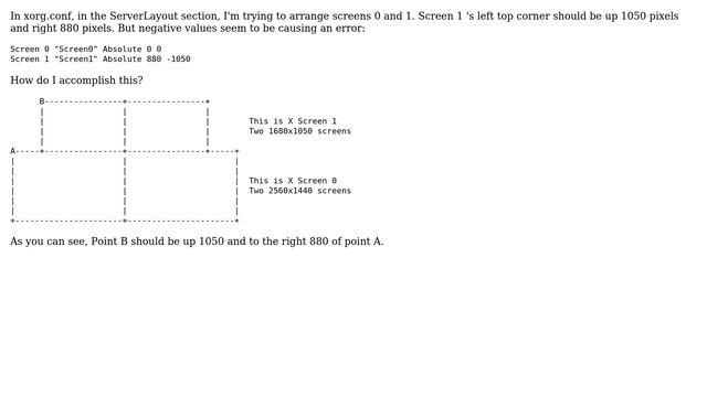 Negative values when absolutely positioning monitor in xorg.conf смотреть онлайн