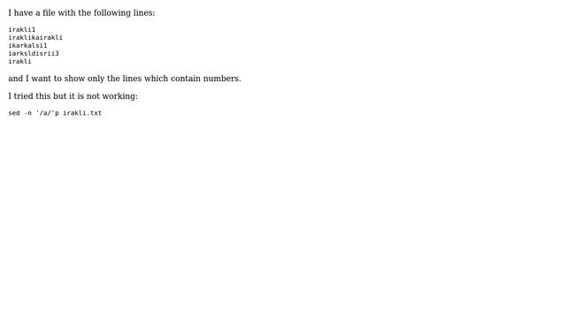 Unix & Linux: Show only lines which contain numbers смотреть онлайн
