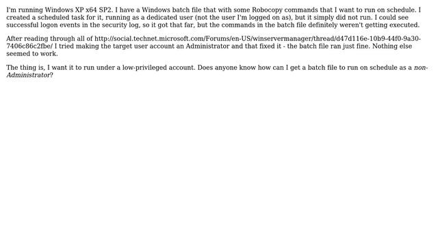 Unix & Linux: Run Windows batch file on schedule as non-Administrator user смотреть онлайн