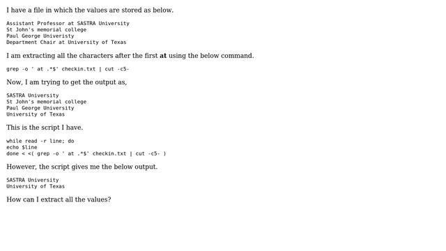 Unix & Linux: print all values of a file after removing some characters using grep смотреть онлайн