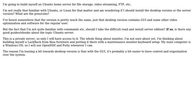Ubuntu: Home server, desktop or server version? смотреть онлайн