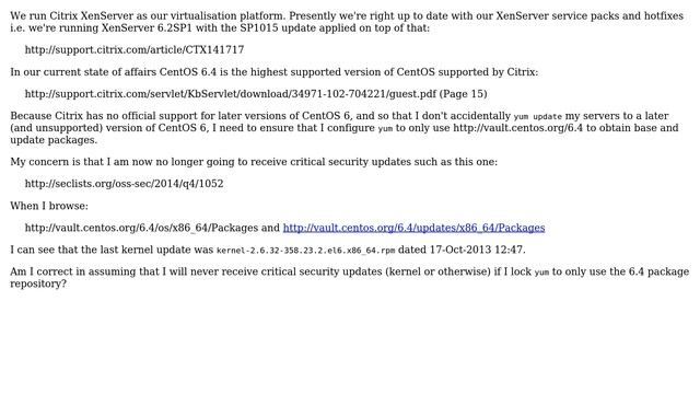 Will I receive critical security updates if I lock CentOS yum to a specific repo version? смотреть онлайн