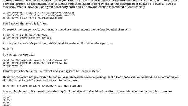 How can completely back up my linux computer so that it can be fully restored easily? смотреть онлайн