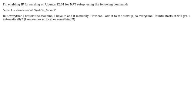 Ubuntu: Hardcode IP Forwarding in Ubuntu 12.04 смотреть онлайн
