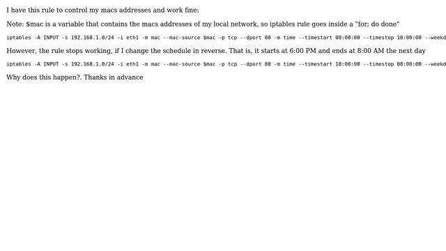 Unix & Linux: iptables time rule does not work in reverse time смотреть онлайн