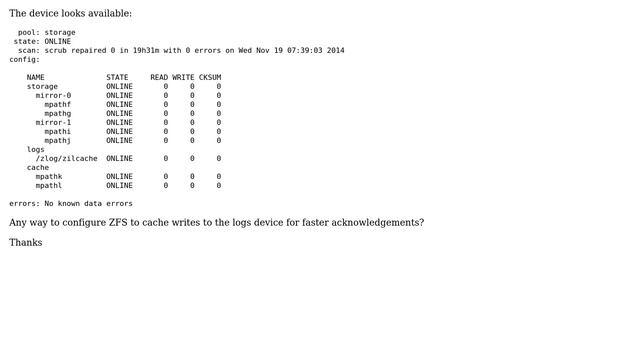 Linux ZFS does not buffer writes to write buffer (SLOG/ZIL)? смотреть онлайн